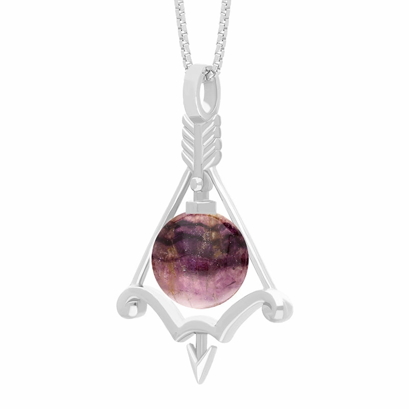 18ct White Gold Blue John Zodiac Sagittarius 8mm Bead Pendant