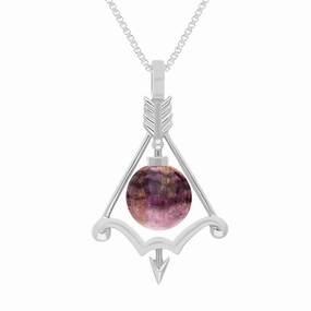 18ct White Gold Blue John Zodiac Sagittarius 8mm Bead Pendant