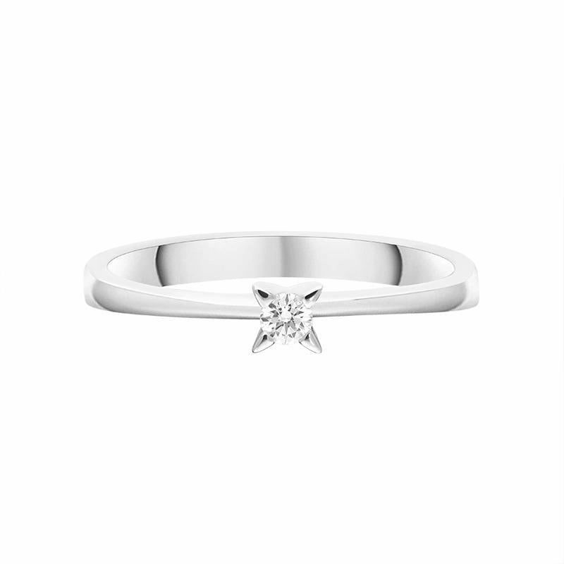 18ct White Gold Brilliant Cut Diamond Shoulder Solitaire Ring