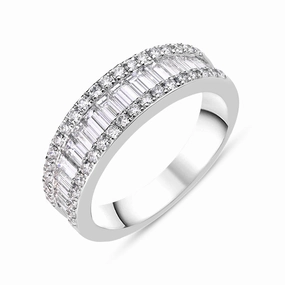 18ct White Gold Diamond Baguette Cut Half Eternity Ring