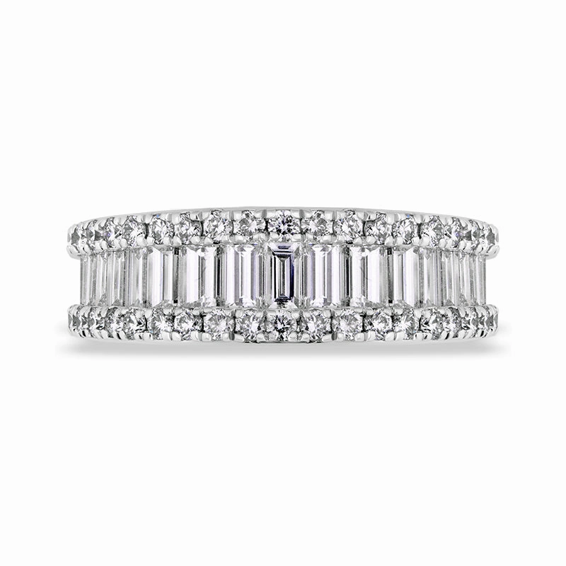 18ct White Gold Diamond Baguette Cut Half Eternity Ring