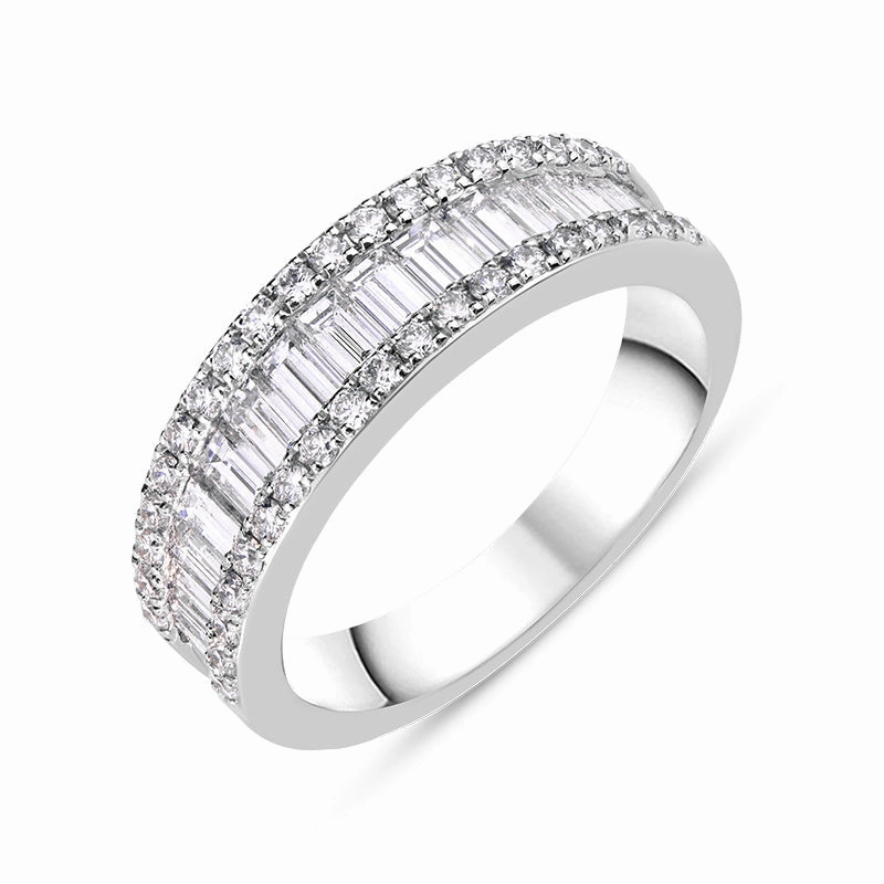 18ct White Gold Diamond Baguette Cut Half Eternity Ring