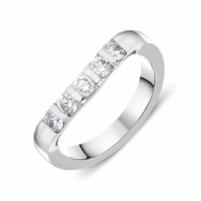 18ct White Gold Diamond Bar Set Wishbone Wedding Ring