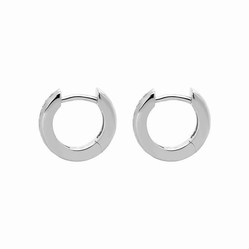 18ct White Gold Diamond Brilliant Cut Satin Hoop Earrings