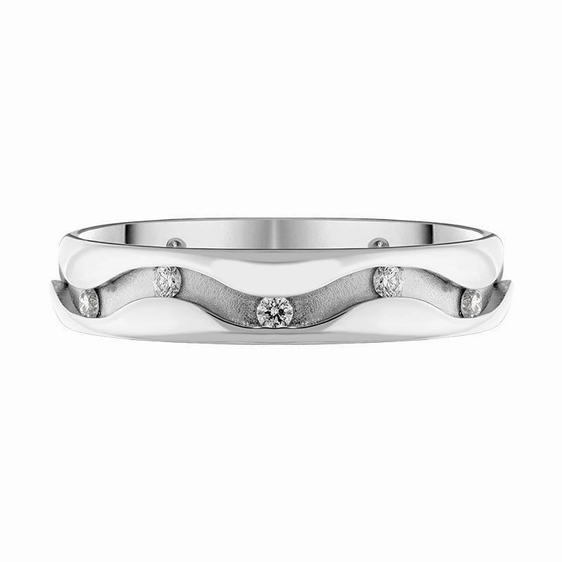 18ct White Gold Diamond Brilliant Cut Wave Wedding Ring D