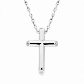 18ct White Gold Diamond Cross Necklace