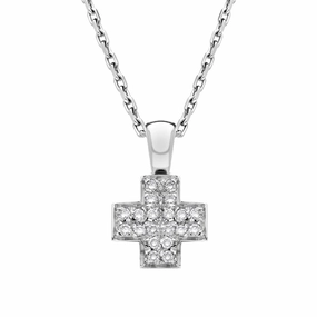 18ct White Gold Diamond Cross Necklace