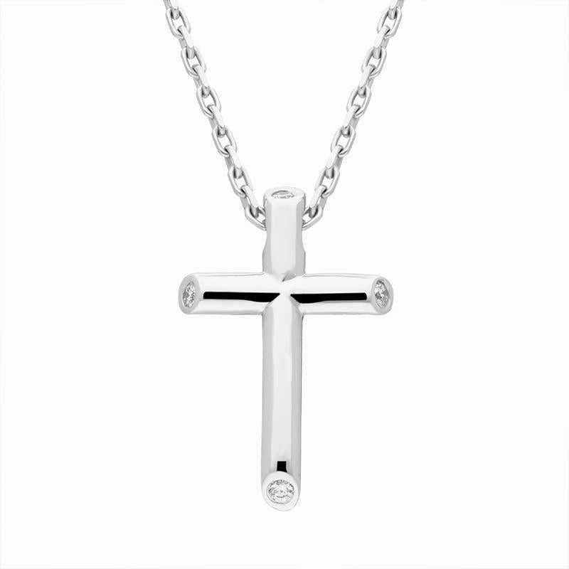 18ct White Gold Diamond Cross Necklace