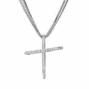18ct White Gold Diamond Cross Necklace