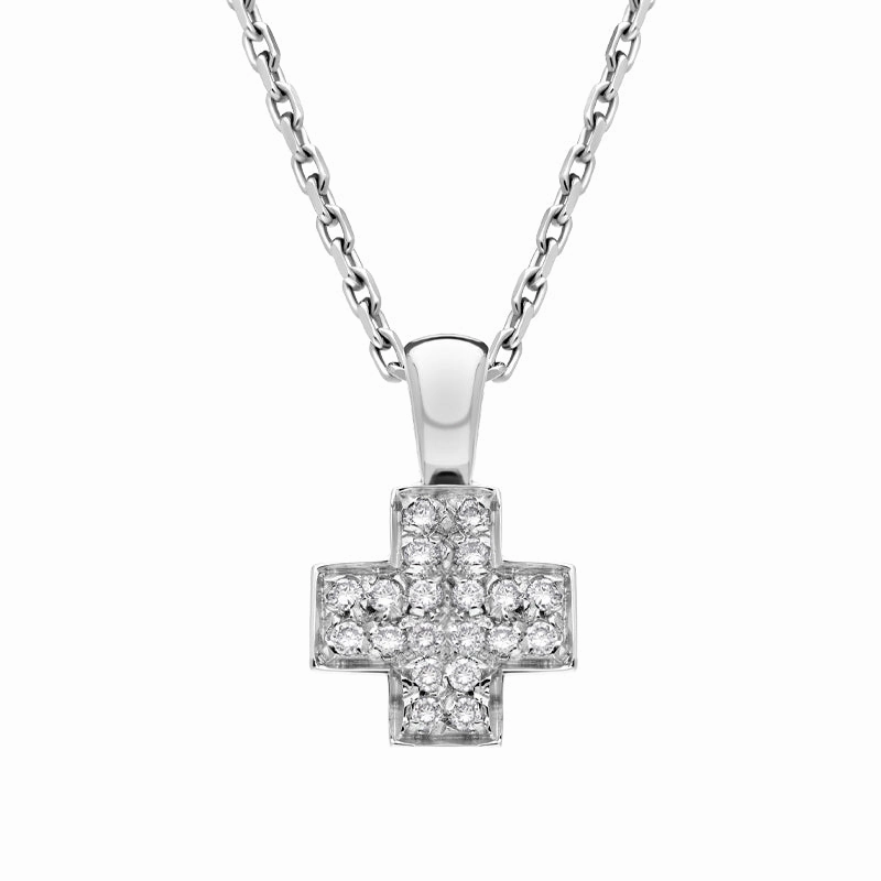 18ct White Gold Diamond Cross Necklace
