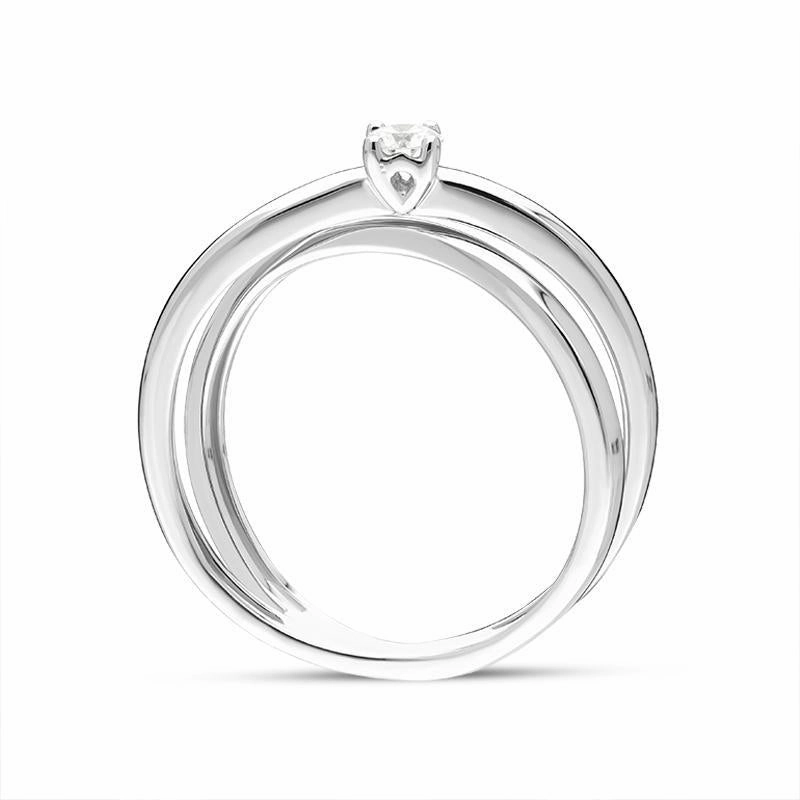 18ct White Gold Diamond Cross Over Solitaire Ring