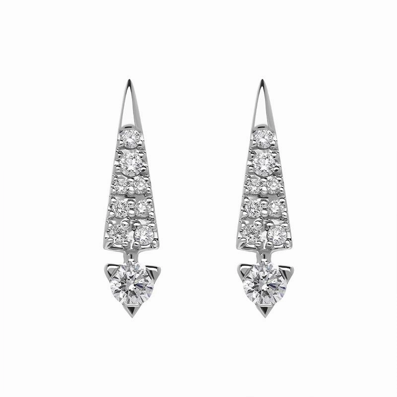 18ct White Gold Diamond Graduated Drop Earrings