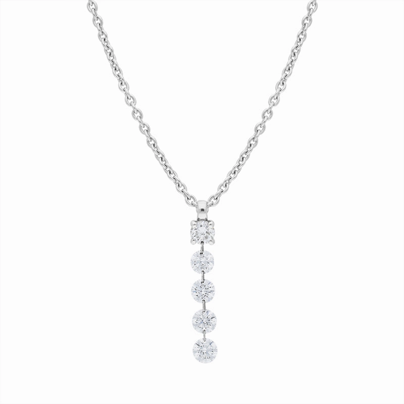 18ct White Gold Diamond Pendant Necklace D