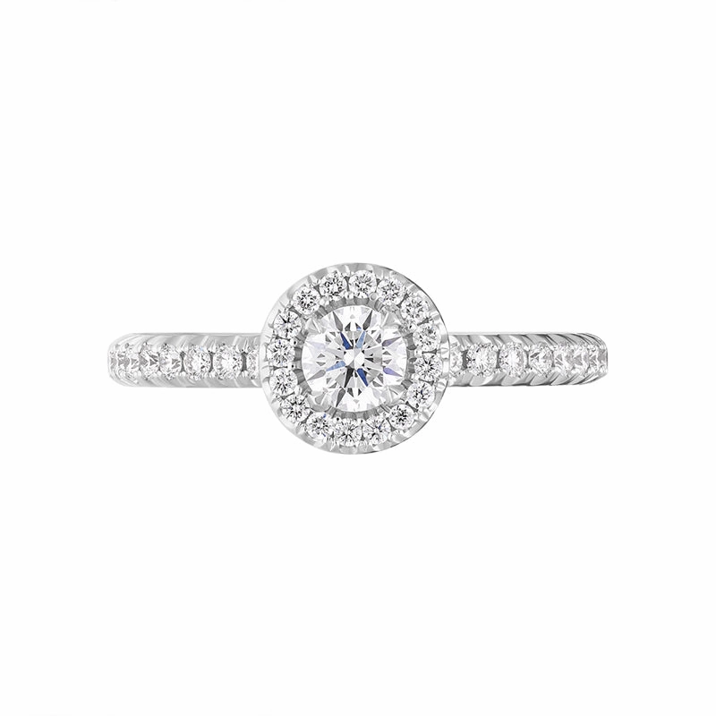 18ct White Gold Diamond Round Brilliant Cut Shoulder Set Cluster Ring