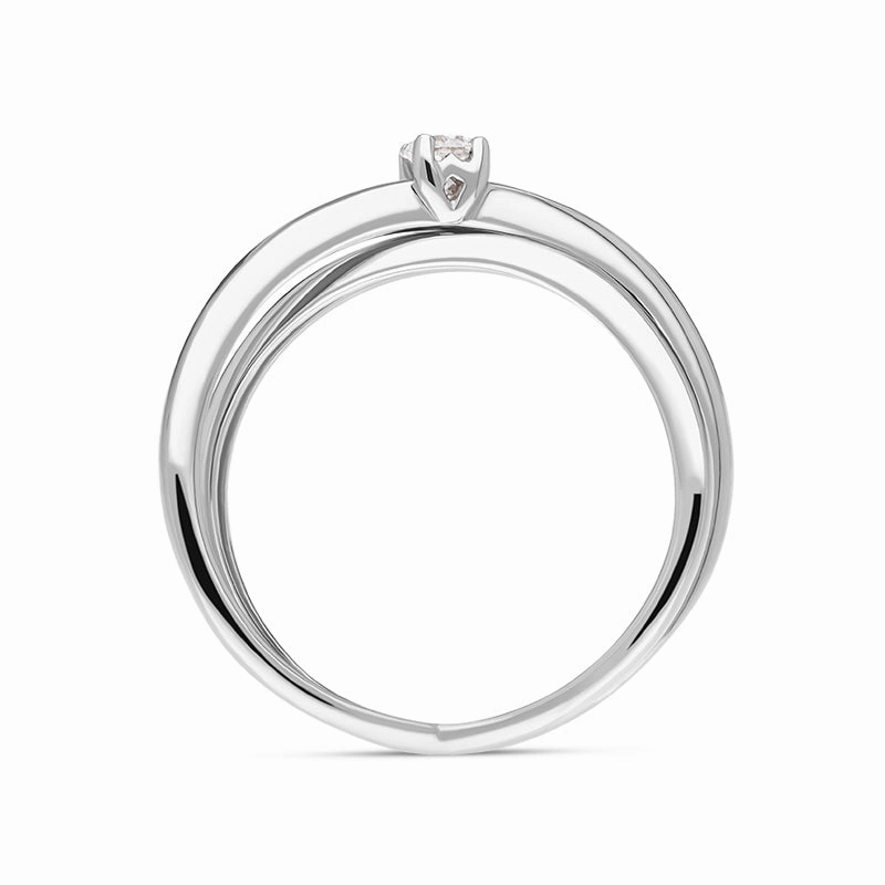 18ct White Gold Diamond Round Brilliant Cut Solitaire Crossover Ring