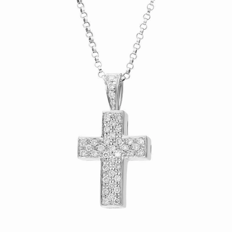 18ct White Gold Diamond Set Cross Necklace