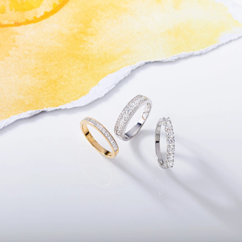 18ct White Gold Diamond Three Row Half Eternity Ring