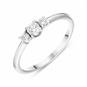 18ct White Gold Diamond Three Stone Ring