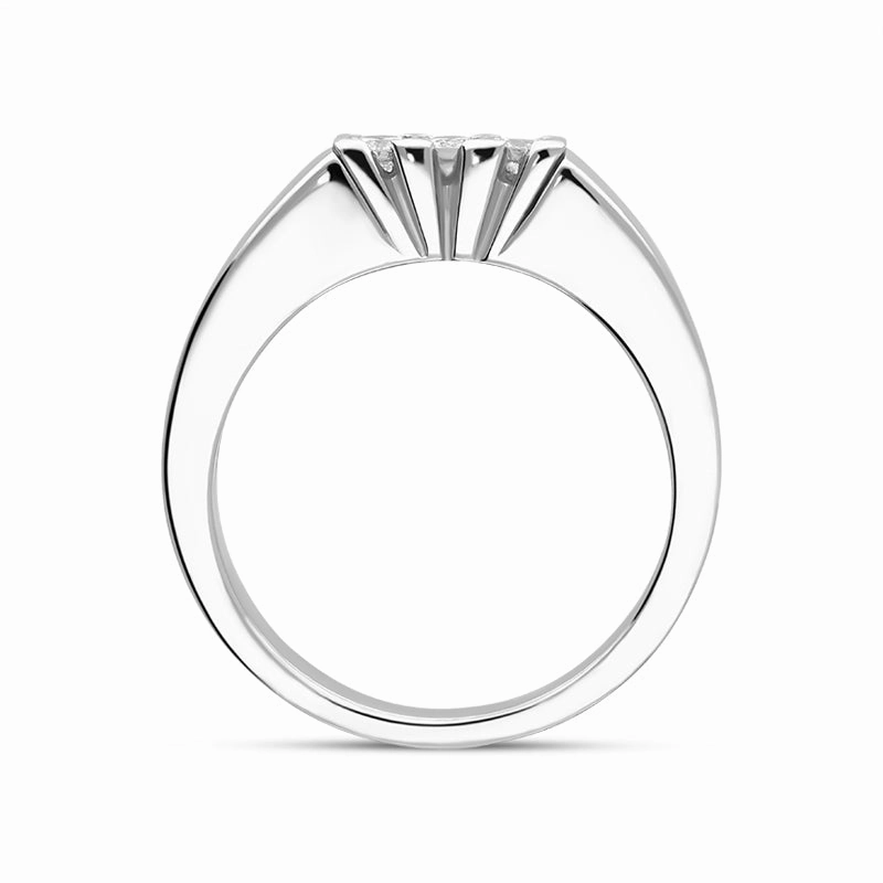 18ct White Gold Diamond Trilogy Band Ring