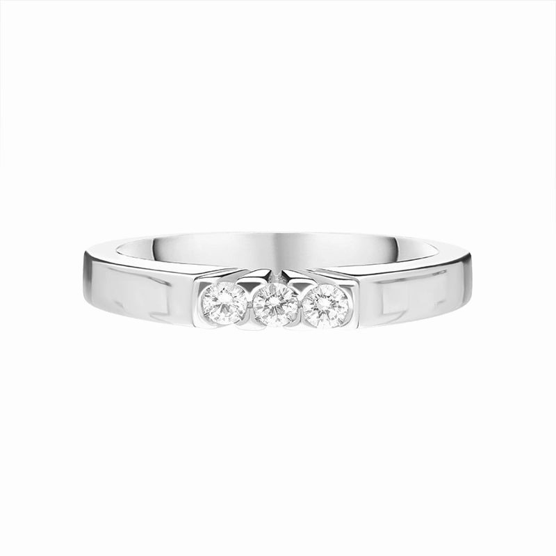 18ct White Gold Diamond Trilogy Band Ring