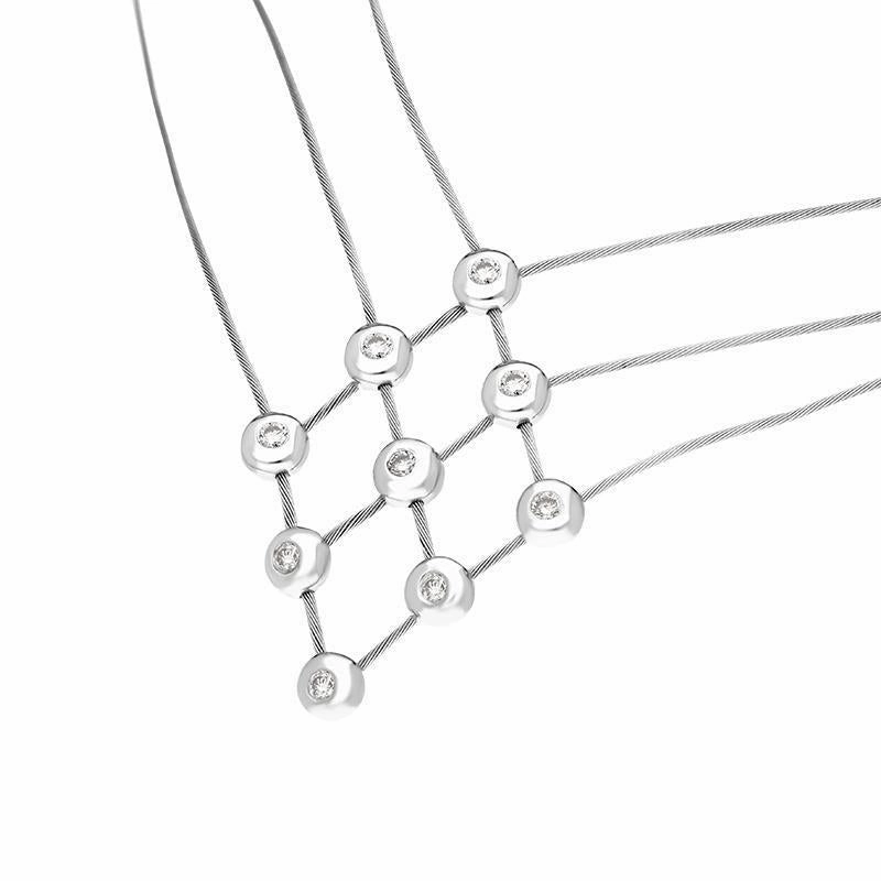 18ct White  Gold Diamond Wire Strand Necklet