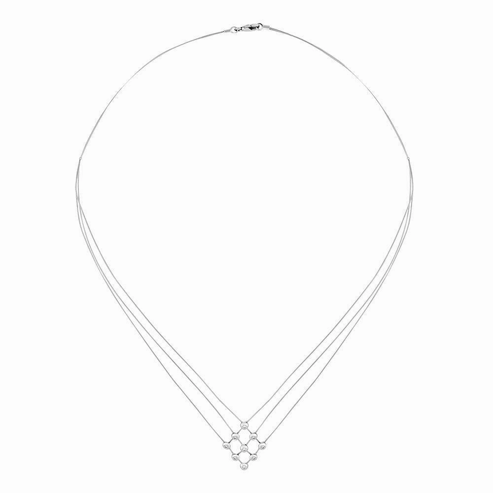 18ct White  Gold Diamond Wire Strand Necklet