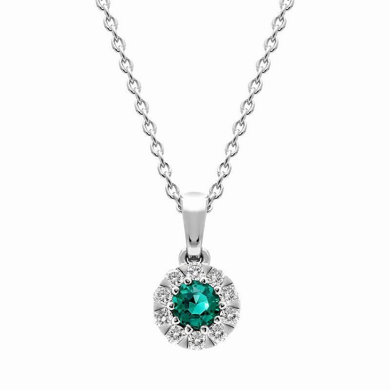 18ct White Gold Emerald Diamond Two Piece Gift Set D