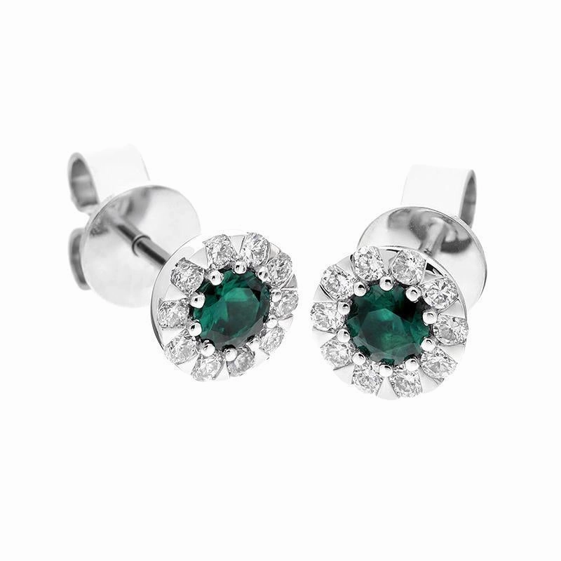 18ct White Gold Emerald Diamond Two Piece Gift Set D