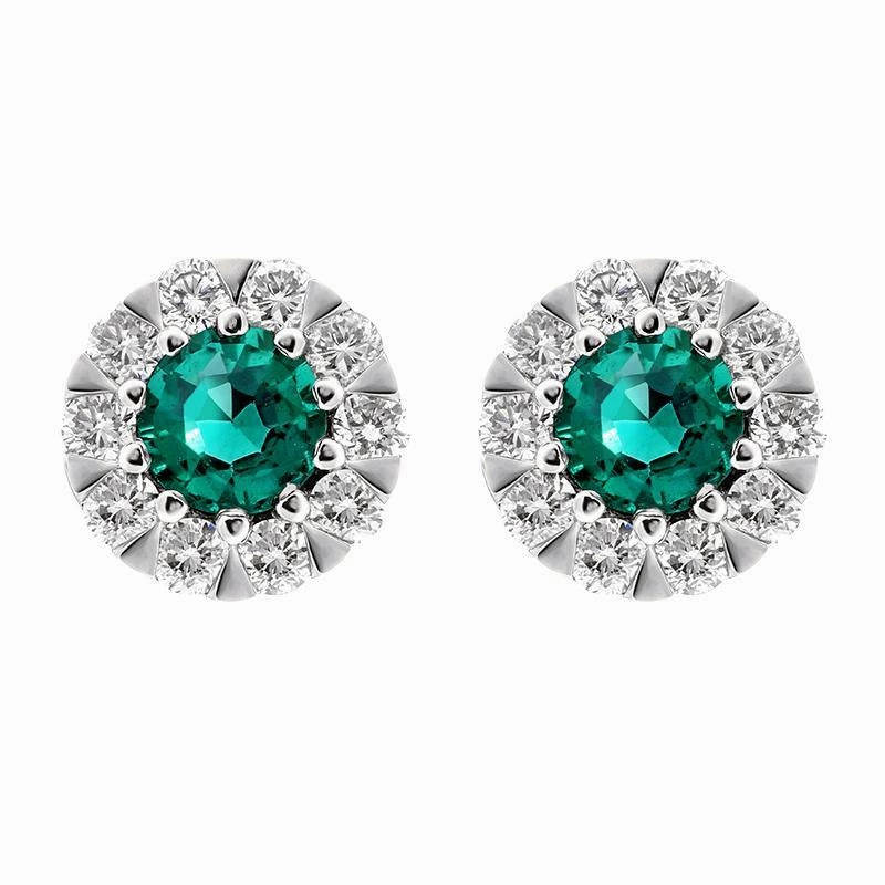 18ct White Gold Emerald Diamond Two Piece Gift Set D