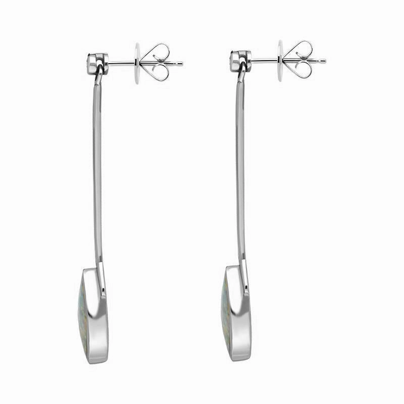 18ct White Gold Opal Diamond Long Marquise Drop Earrings D