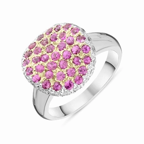 18ct White Gold Pink Sapphire Diamond Ring D