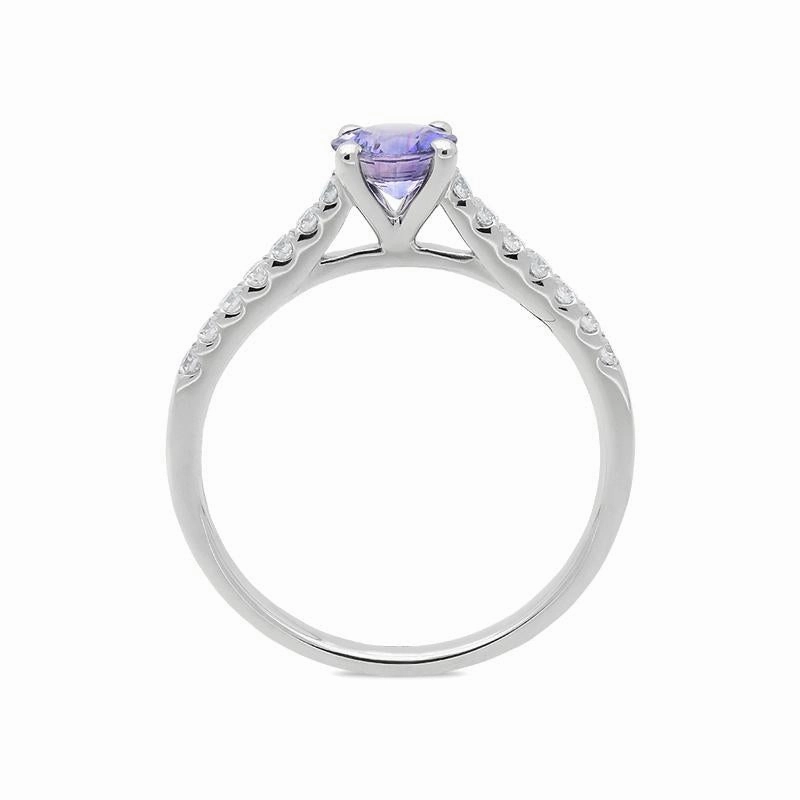 18ct White Gold Purple Sapphire Diamond Round Cut Ring