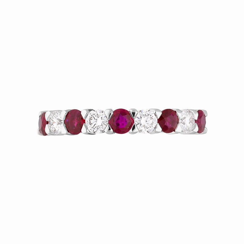 18ct White Gold Ruby Diamond Half Eternity Ring
