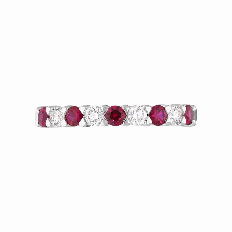 18ct White Gold Ruby Diamond Half Eternity Ring