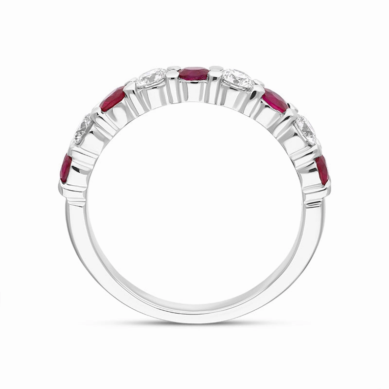 18ct White Gold Ruby Diamond Half Eternity Ring