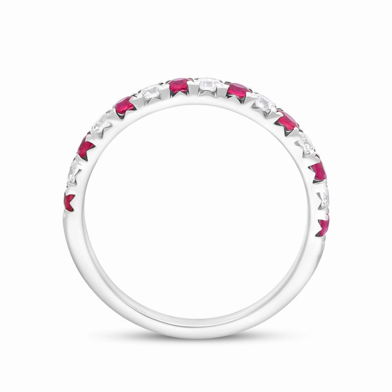 18ct White Gold Ruby Diamond Half Eternity Ring
