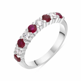 18ct White Gold Ruby Diamond Half Eternity Ring