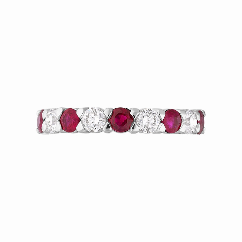 18ct White Gold Ruby Diamond Half Eternity Ring