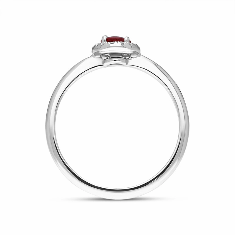 18ct White Gold Ruby Diamond Oval Cluster Ring
