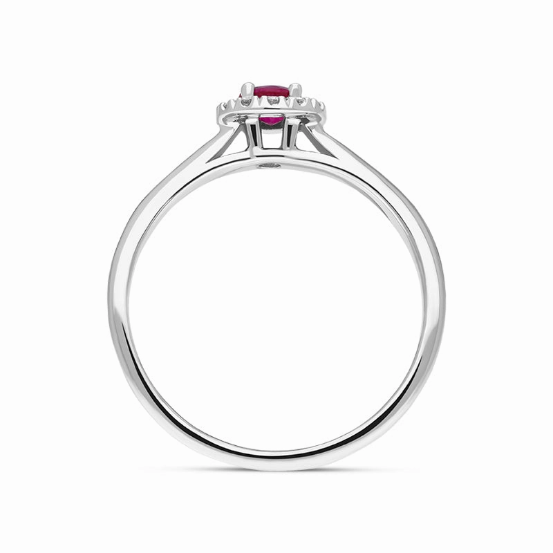 18ct White Gold Ruby Diamond Round Cluster Ring