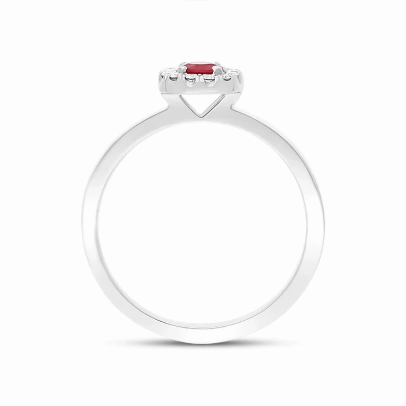18ct White Gold Ruby Diamond Round Cluster Ring