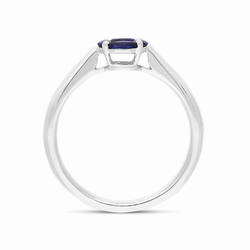 18ct White Gold Sapphire Diamond Marquise Stone Round Cluster Ring