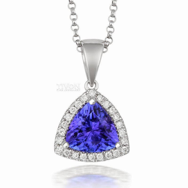 18ct White Gold Tanzanite and Diamond Trillion Cut Ring
