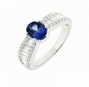18ct White Gold Tanzanite Diamond Oval Cut Ring