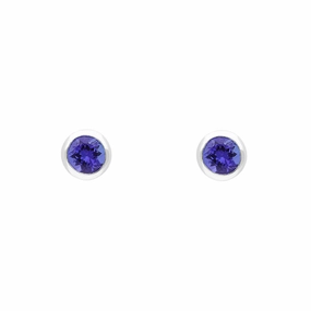 18ct White Gold Tanzanite Round Martini Stud Earrings