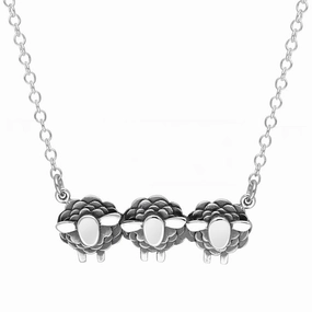 18ct White Gold Three Sheep Necklace