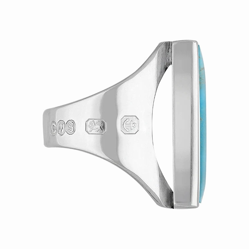 18ct White Gold Turquoise Hallmark Medium Square Ring