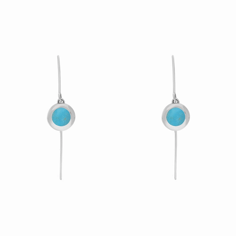 18ct White Gold Turquoise Heart Disc Drop Earrings