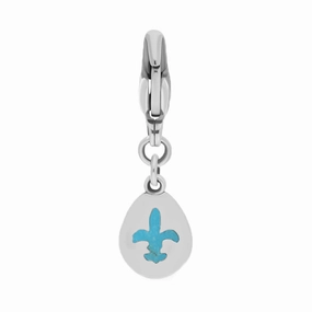 18ct White Gold Turquoise Pear Shaped Fleur De Lis Clip Charm