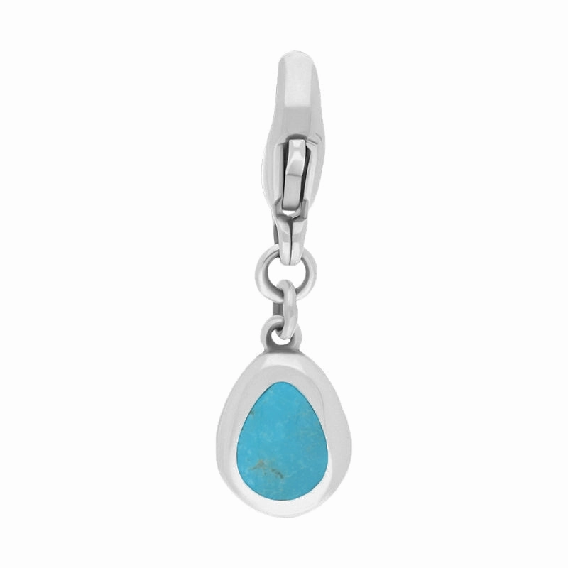 18ct White Gold Turquoise Pear Shaped Fleur De Lis Clip Charm